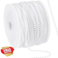 White Faux Pearl Garland 164ft 3mm String Roll for Wedding Decor