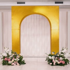 7 ft Gold Metallic Spandex Wedding Arch Cover for Arc de Triomphe Stand Party