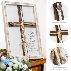 Three Strands Cord Wedding Unity Sign 10″ × 15″, Unity Cross Braid for Wedding