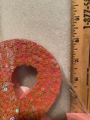 8″ X 7″ Wooden “&” Pink Sequin Sign *NEW/Sealed* k2