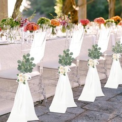 24 Set Wedding Aisle Chair Decorations for Wedding Ceremony Pew Decor Chiffon