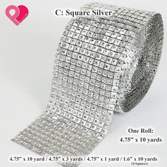 4.75″ Diamond Square Pearl Flower Bead Mesh Wrap Crystal Rhinestone Ribbon Roll