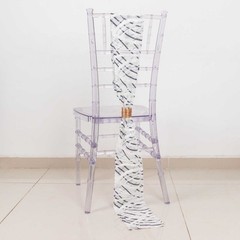 5 WHITE BLACK Wave Mesh Embroidered Sequins CHAIR SASHES Party Events
