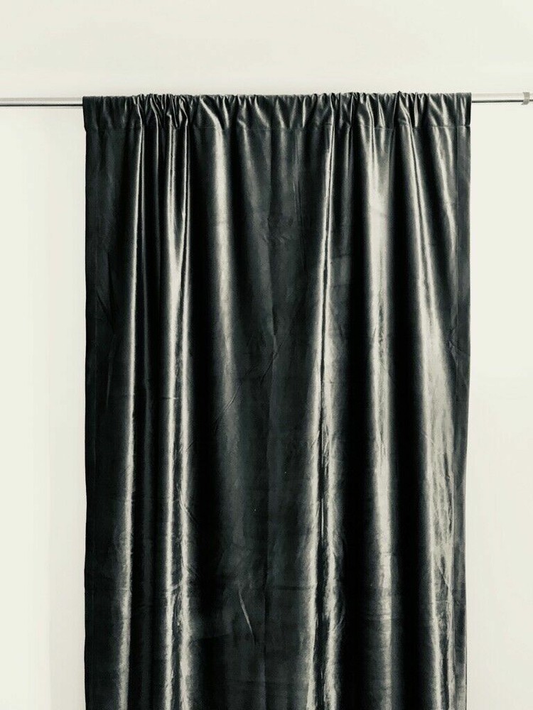 Black Heavy Style Velvet Curtain 10ft H Drape Stage/Theater/Home Noise Thermal