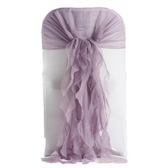 Amethyst Premium Curly Chiffon CHAIRS Covers Cap SASHES Bows Ties Wedding