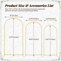 7.2FT, 6.6FT, 6FT Arch Backdrop Stand for Wedding Ceremony Birthday Party Garden