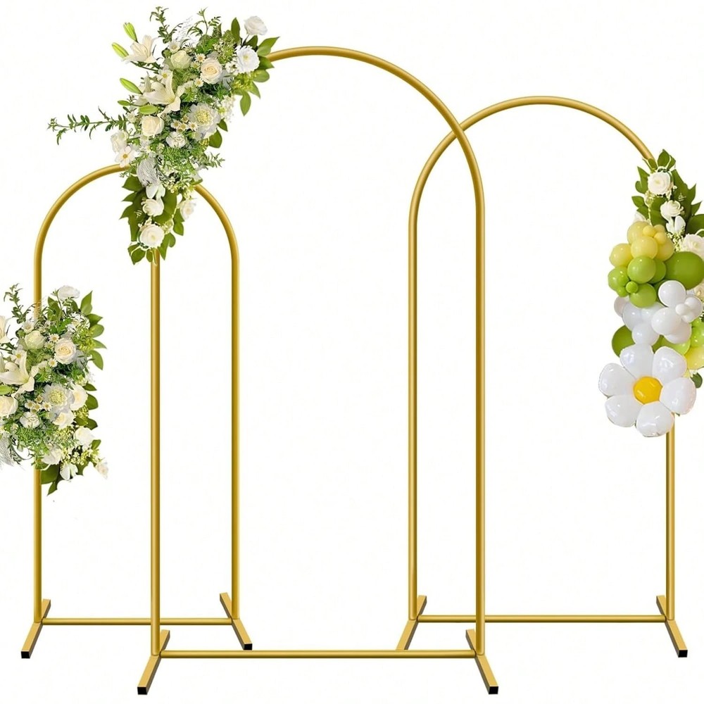 3Pcs Gold Metal Wedding Arch Frames 6ft 6.6ft 7.2ft Party Backdrop