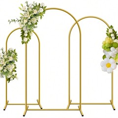 3Pcs Gold Metal Wedding Arch Frames 6ft 6.6ft 7.2ft Party Backdrop