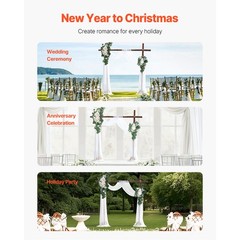 Uimoso Artificial Wedding Arch Flowers Kit White With 2 Pcs Flowers 2 Pcs Drapes