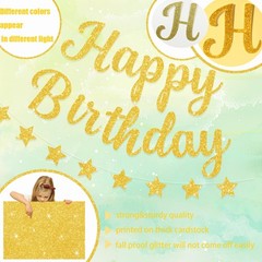 Gold Glitter Happy Birthday Banner for Adult/Kids Birthday Party Decorations …