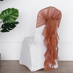 Terracotta Premium CHAIR COVER Curly Chiffon Ruffled SASHES Wedding Decorations