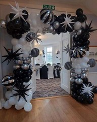 Black and Silver White Balloon Arch Kit, 140Pcs Explosion Star Black and Silv…