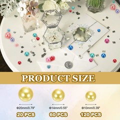 200 Pcs Pearl Bead for Vase Filler 20/14/10mm Floating Beads(Yellow)