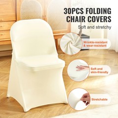 VEVOR 30/50/100PCS White Stretch Folding Chair Covers for Wedding Party Dining