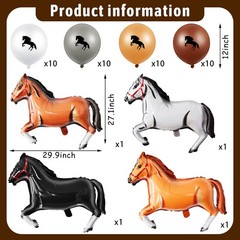 Threan 44 Pcs Horse Party Decoration Including 12 Inch Horse Latex Balloon 30…