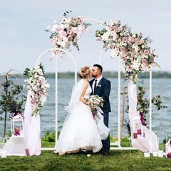 3X Elegant Metal Wedding Arch Backdrop Stand Flower Support Backdrop Arch Frame
