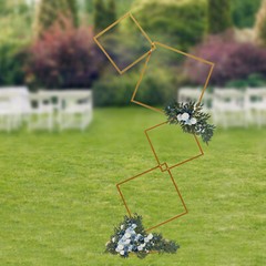 Wedding Square Backdrop Stand, Detachable 4 Tier Gold Metal Flower Square Frame
