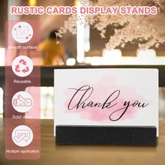 8 Pcs Wood Place Card Holders for Food Signs, Wood Color/Black