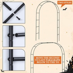 Halloween Archway Decorations Outdoor 7.9 FT, Black Metal Arch Stand with Coils