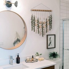 Boho Bathroom Decor Artificial Eucalyptus Hanging Wall Decor Fake G… Fast Ship