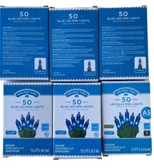 Holiday Time 50 LED Blue Mini Lights. Save Energy Green Wire. Lot Of 6