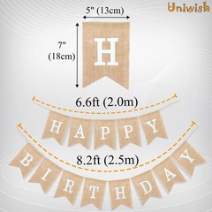 Uniwish Happy Birthday Burlap Banner Neutral Happy Birthday Party Decorations…