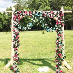 8Pcs 66FT Pink Flower Garland, Blue and White Artificial Rose Pink&blue-8pcs
