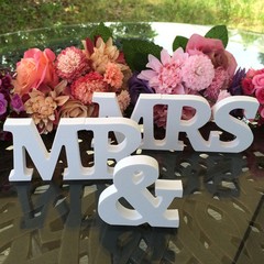 White Mr and Mrs Letters Sign PVC Standing Top Table Wedding Decoration