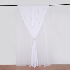 WHITE 10 ft x 10 ft Polyester Sheer Chiffon Dual Layer CURTAIN Rod Pockets Party
