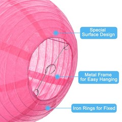 2Pcs 31x10in Jellyfish Paper Lantern, Rose Red