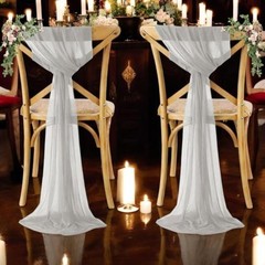 Pack of 50 Chiffon Chair Sashes Bows for Wedding Events Supplies, 50 pcs Grey