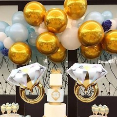 2Pcs Diamond Ring Aluminum Balloon,Wedding Bridal Shower Marriage Engagement …