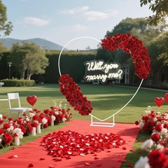 Proposal Decorations Kit Will You Marry Me LED Neon Light Metal Heart Stand Carp