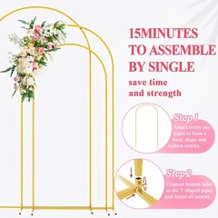 Durable Gold Metal Wedding Arch Backdrop – 3 Sizes for Elegant Celebrations