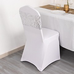 5 SILVER Mesh Embroidered Sequins CHAIR SASHES Party Events Decorations Supplies
