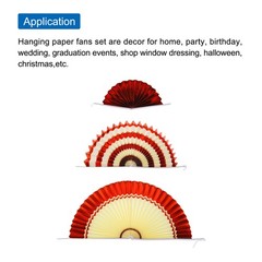 6Pcs Hanging Paper Fans Party Set Decoration for Home Birthday Wedding Red