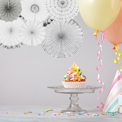 Hanging Paper Fans Party Set 8Pcs Decoration for Birthday(Silver White)