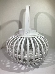 NEW Studio His & Hers White 11” X 11” Decorative Wicker Lanterns HGT1-167