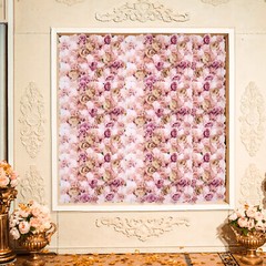 23.6*15.8in Autumn Pink 6Pcs Artificial 3D Flowers Silk Wall Decoration Panels