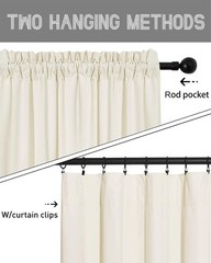 SMILETIME Ivory White 108in Long Velvet Curtains with Rod Pocket Thermal Insu…