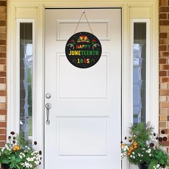 Juneteenth Decorations Wooden Happy Juneteenth 1865 Hanging Sign Juneteenth W…