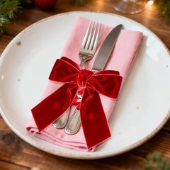 6Pcs Christmas Napkin Rings Bow Velvet Napkin Holders for Xmas One Size Red