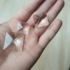 20Pcs 14~30MM Square Crystal Loose Bead Prism Chandelier 2hole Home Curtain Lamp