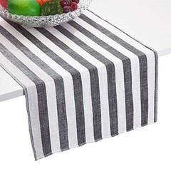 Striped Table Runner Cotton Linen Runners for Wedding Party 13″x35″ Black