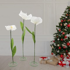 3 Pcs White Artificial Flower For Wedding Decoration , Birthday Party Banquet
