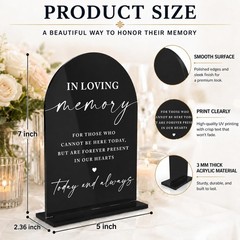 In Loving Memory Wedding Sign, Black Acrylic Memorial Table Decor, Elegant Scrip