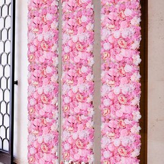 6 Pcs Wedding Flower Wall Panel Floral Backdrop Silk Rose Wall 40*60cm Dark Pink
