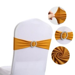 25/50/100 – Spandex Stretch Chair Sash Elastic Bow with Buckle