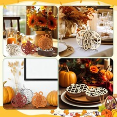 MotiMind 60 Pcs Fall Crafts Set 48 Pcs Wooden Pumpkin to Paint for Thanksgivi…