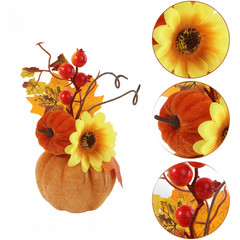 Thanksgiving Seasonal Foam Wreath with Pumpkin Theme and Maple Color Accents